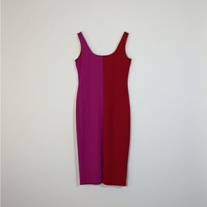 Tash + Sophie Colorblock Pink & Red Midi Dress M